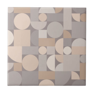 Retro Geometric Art Taupe Tegeltje