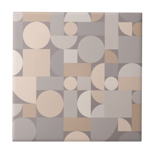 Retro Geometric Art Taupe Tegeltje (Voorkant)