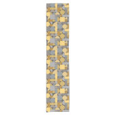 Retro Geometric Art Yellow Grey Korte Tafelloper (Voorkant)