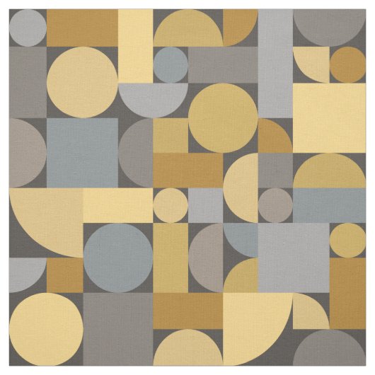 Retro Geometric Art Yellow Grey Stof (Swatch)