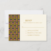 Retro Geometric Botanical Gold Navy Wedding RSVP Kaartje (Voorkant)
