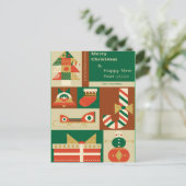 Retro Geometric Christmas Greeting Card – Festive. Feestdagenkaart (Staand voorkant)