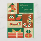 Retro Geometric Christmas Greeting Card – Festive. Feestdagenkaart (Voorkant)