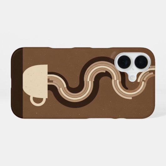 Retro Geometric Coffee Vapor iPhone 16 Hoesje (Achterkant horizontaal)