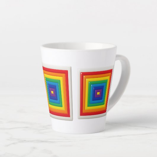 Retro Geometric Color Block Latte Mok (Rechterhoek)
