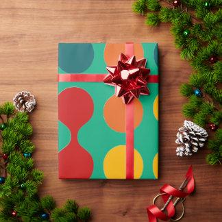 Retro Geometric Cute Mid Century Christmas Pattern Cadeaupapier