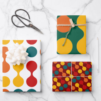 Retro Geometric Cute Mid Century Holiday White Inpakpapier Vel