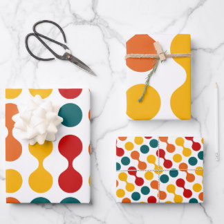 Retro Geometric Cute Mid Century Holiday White Inpakpapier Vel