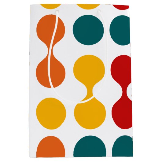 Retro Geometric Cute Mid Century Holiday White Medium Cadeauzakje (Voorkant)