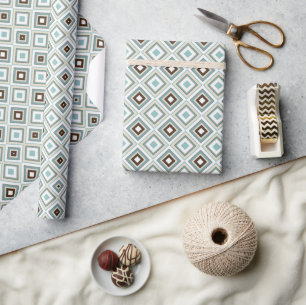 Retro Geometric Diamond Patroon Cadeaupapier