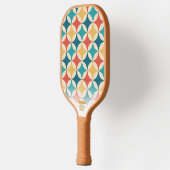 Retro Geometric Diamond Pattern Aangepaste tekstuu Pickleball Paddle (Links)