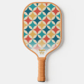 Retro Geometric Diamond Pattern Aangepaste tekstuu Pickleball Paddle (Achterkant)