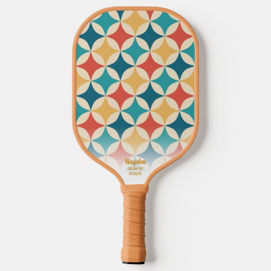 Retro Geometric Diamond Pattern Aangepaste tekstuu Pickleball Paddle (Achterkant)