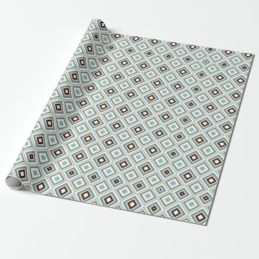 Retro Geometric Diamond Pattern Cadeaupapier (Uitgerold)