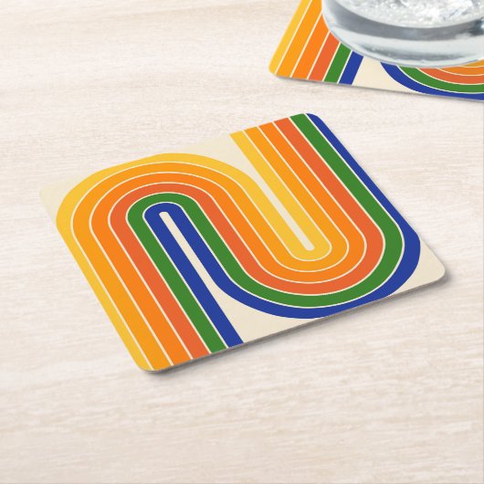 Retro Geometric Double Arch Design Kartonnen Onderzetters (Schuin)