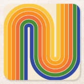 Retro Geometric Double Arch Design Kartonnen Onderzetters (Voorkant)