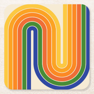 Retro Geometric Double Arch Design Kartonnen Onderzetters