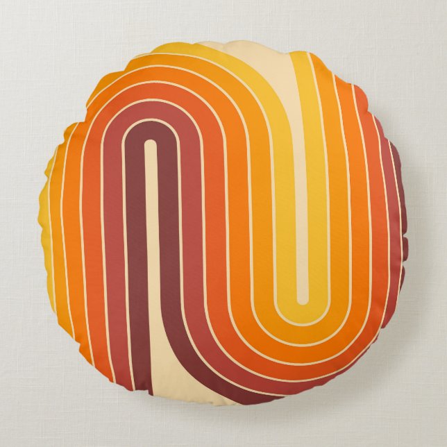 Retro Geometric Double Arch Design Rond Kussen (Voorkant)