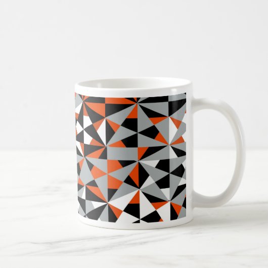 Retro Geometric Funky Oranje Grey Black Pattern Koffiemok (Rechts)