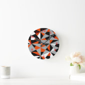 Retro Geometric Funky Oranje Grey Black Pattern Ronde Klok (Huis)