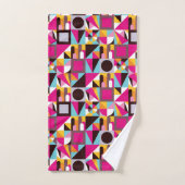 Retro Geometric Hot Pink Black Patroonontwerp Bad Handdoek (Handdoek)