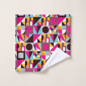 Retro Geometric Hot Pink Black Patroonontwerp Bad Handdoek (Wasdoekje)