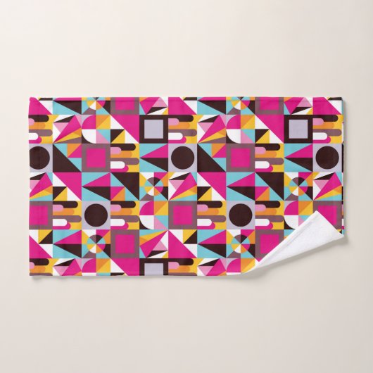 Retro Geometric Hot Pink Black Patroonontwerp Bad Handdoek (Handdoek)