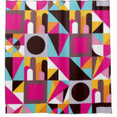 Retro Geometric Hot Pink Black Wild Pattern Design Douchegordijn (Voorkant)