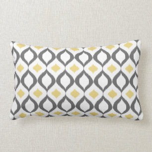Retro Geometric Ikat Yellow Grey Pattern Kussen