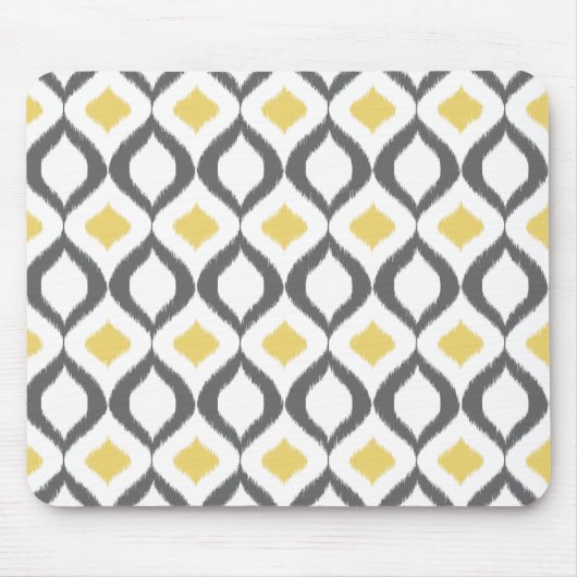 Retro Geometric Ikat Yellow Grey Pattern Muismat (Voorkant)