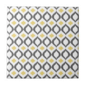 Retro Geometric Ikat Yellow Grey Pattern Tegeltje (Voorkant)