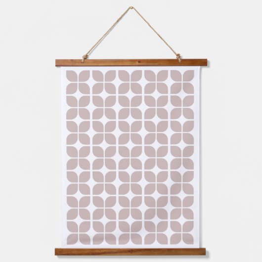 Retro Geometric Leaf Pattern Beige Hangend Wandkleed (Voorkant)