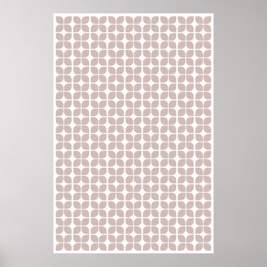 Retro Geometric Leaf Pattern Beige Poster (Voorkant)