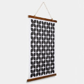 Retro Geometric Leaf Pattern Black Hangend Wandkleed (Gebogen)