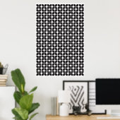Retro Geometric Leaf Pattern Black Poster (Thuiskantoor)