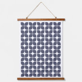 Retro Geometric Leaf Pattern Blue Hangend Wandkleed (Voorkant)
