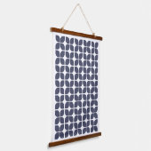 Retro Geometric Leaf Pattern Blue Hangend Wandkleed (Gebogen)
