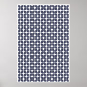 Retro Geometric Leaf Pattern Blue Poster (Voorkant)