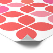 Retro Geometric Leaf Pattern Coral Oranje Roze Poster (Hoek)