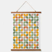 Retro Geometric Leaf Pattern Green Oranje Taupe Hangend Wandkleed (Voorkant)