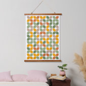 Retro Geometric Leaf Pattern Green Oranje Taupe Hangend Wandkleed (Slaapkamer)