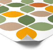 Retro Geometric Leaf Pattern Green Oranje Taupe Poster (Hoek)