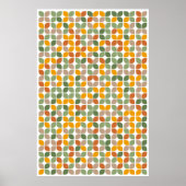 Retro Geometric Leaf Pattern Green Oranje Taupe Poster (Voorkant)