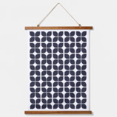 Retro Geometric Leaf Pattern Navy Blue Hangend Wandkleed (Voorkant)