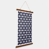 Retro Geometric Leaf Pattern Navy Blue Hangend Wandkleed (Gebogen)
