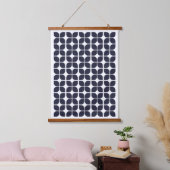 Retro Geometric Leaf Pattern Navy Blue Hangend Wandkleed (Slaapkamer)