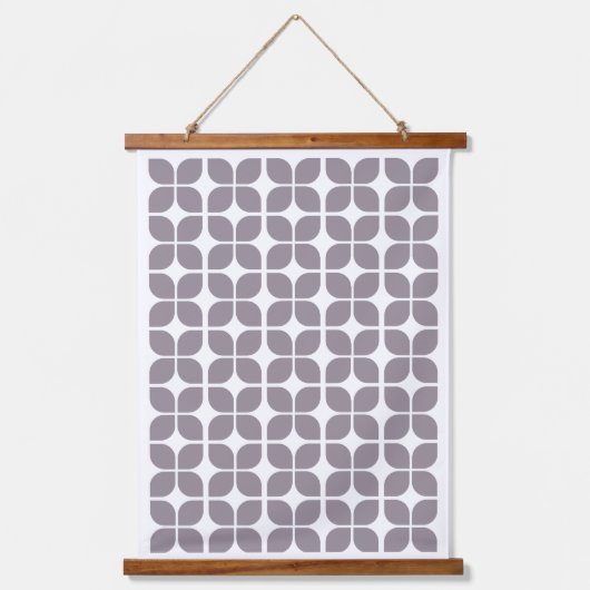 Retro Geometric Leaf Pattern Taupe Hangend Wandkleed (Voorkant)