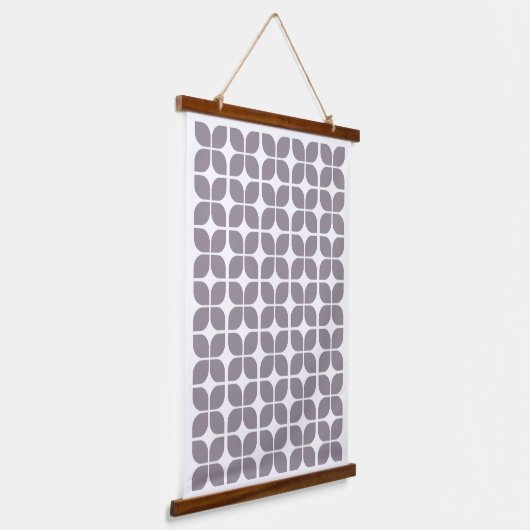 Retro Geometric Leaf Pattern Taupe Hangend Wandkleed (Gebogen)