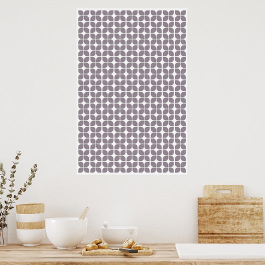 Retro Geometric Leaf Pattern Taupe Poster (Keuken)