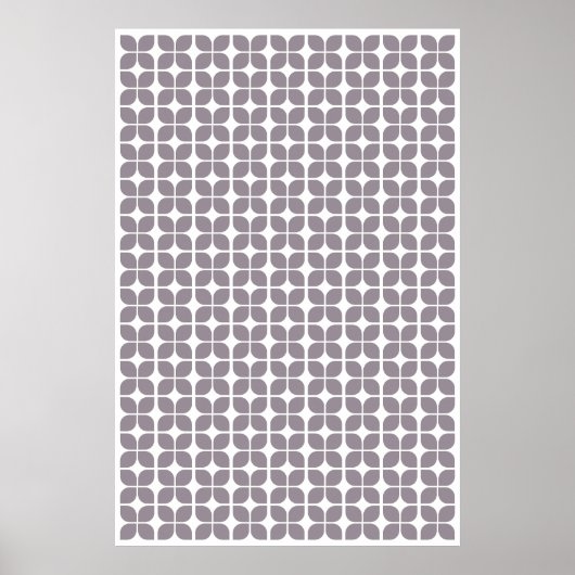 Retro Geometric Leaf Pattern Taupe Poster (Voorkant)